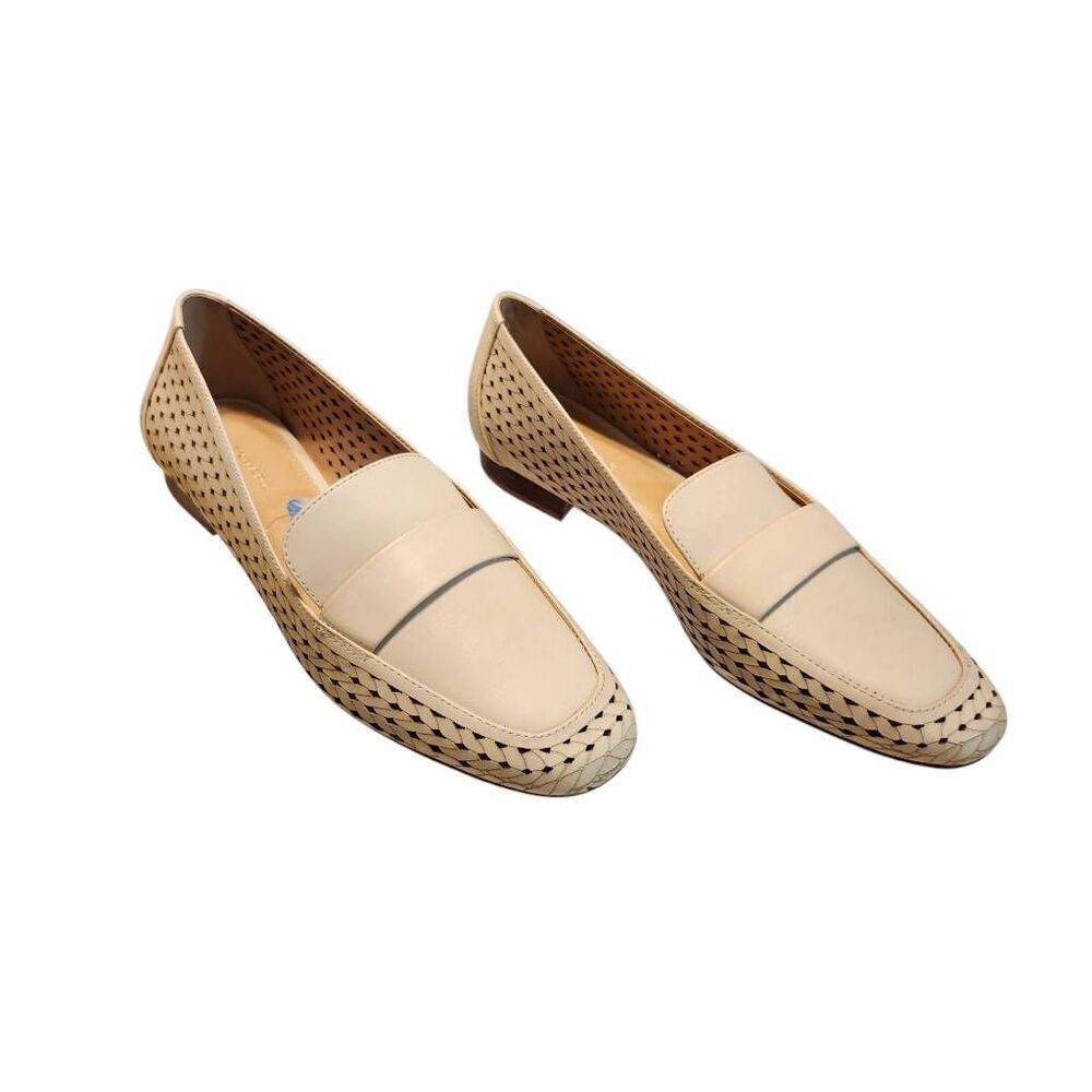 Alex Marie Arlias Ivory Lazor Cut Out Perforated Leather loafers size 10 new